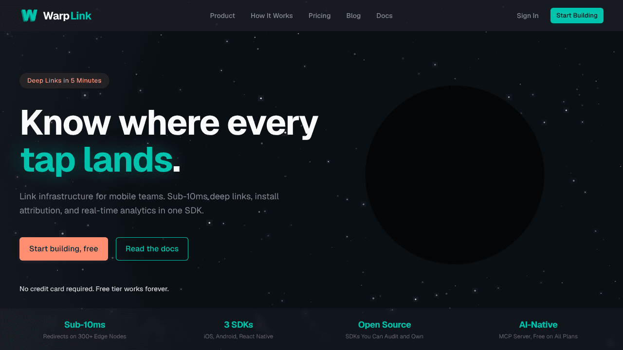 WarpLink website screenshot
