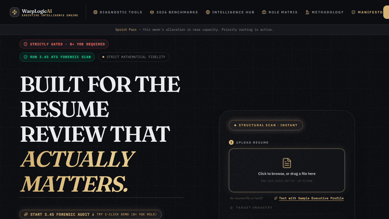 WarpLogic AI website screenshot