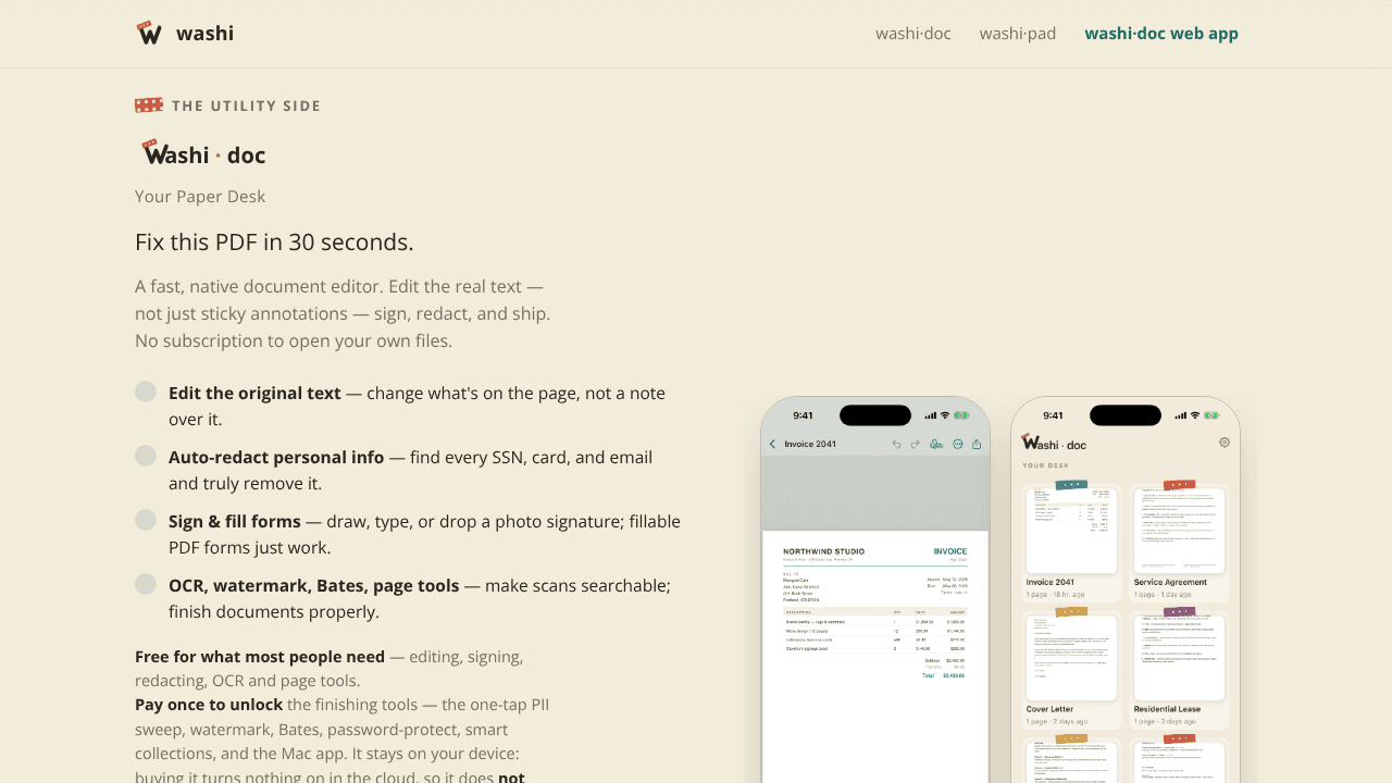 Washidoc website screenshot