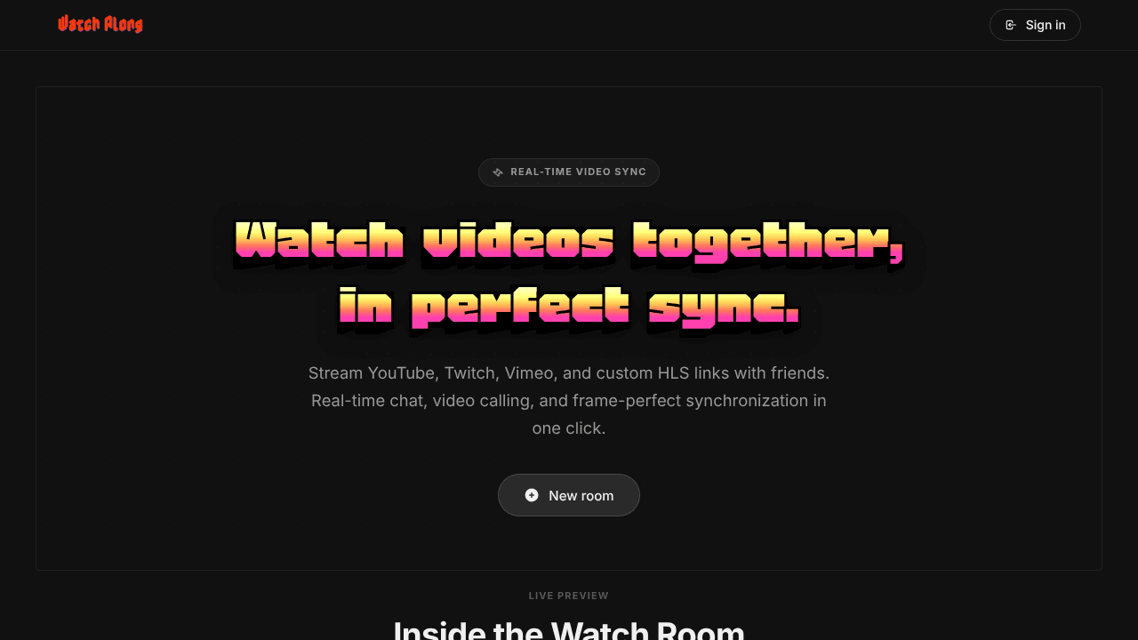 Watch Along website screenshot