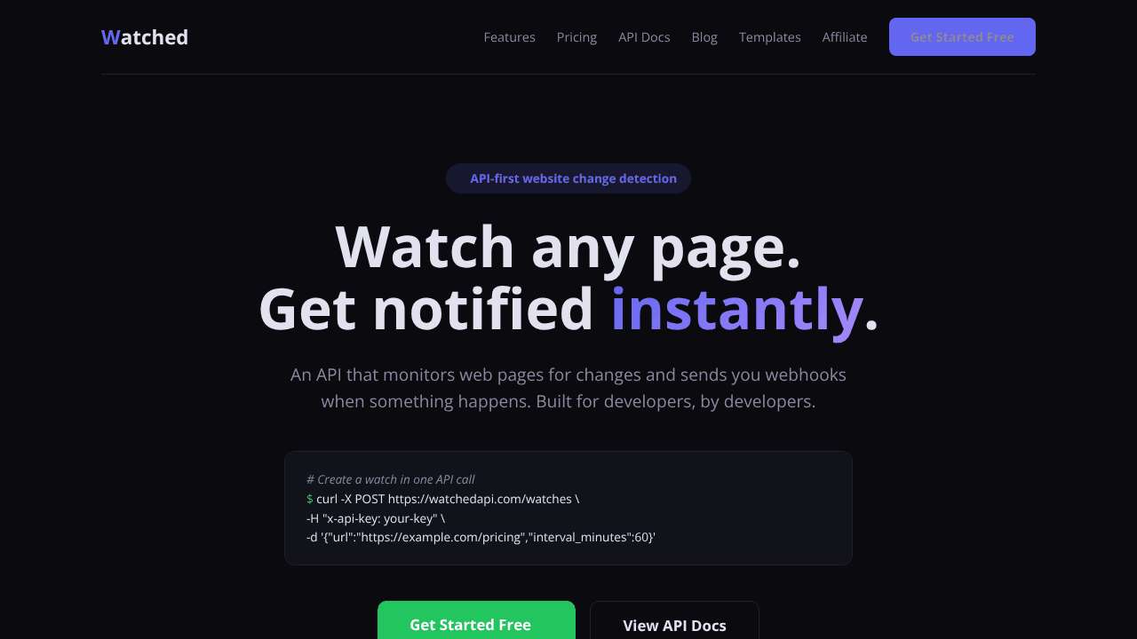 Watched website screenshot