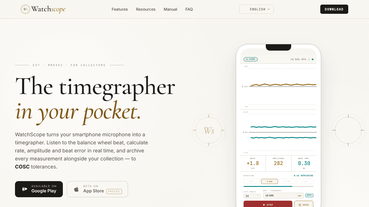 WatchScope website screenshot