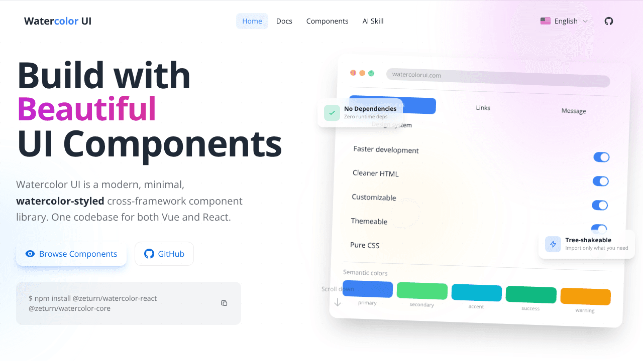 Watercolor UI website screenshot