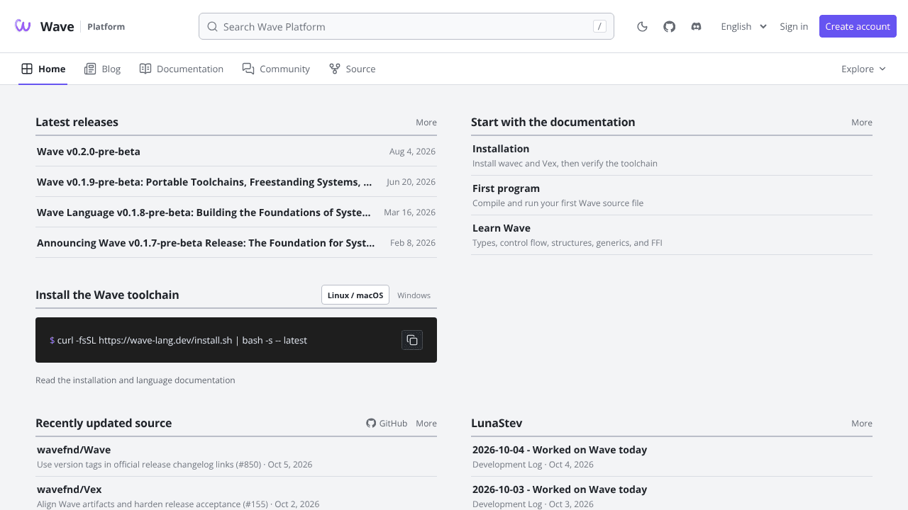 Wave website screenshot