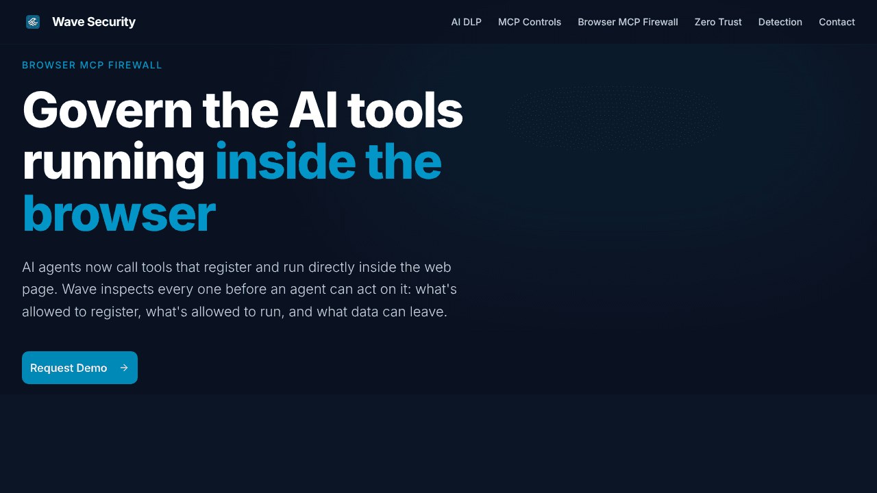 Wave Security Browser MCP Protection website screenshot