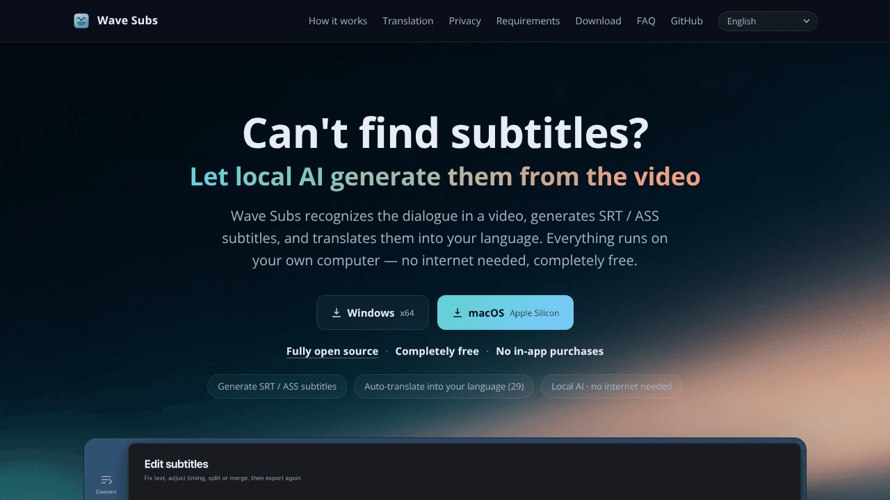 Wave Subs website screenshot