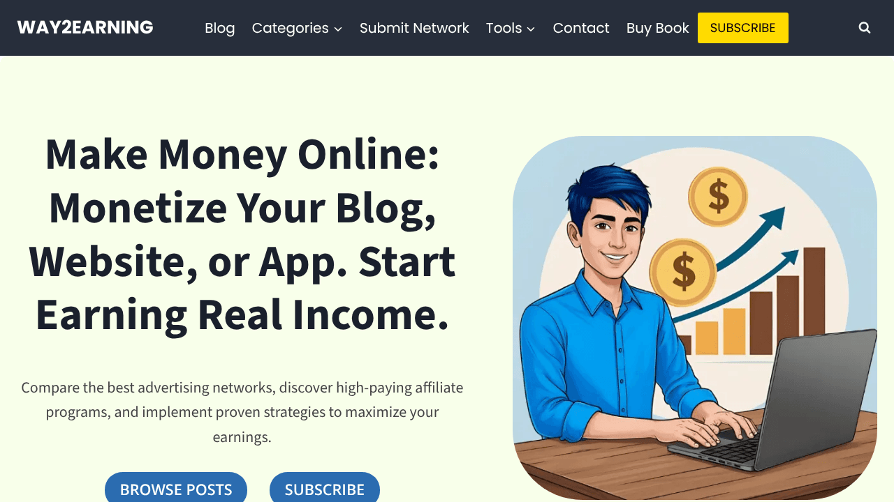 Way2earning website screenshot