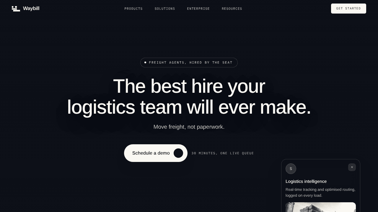WayBill website screenshot