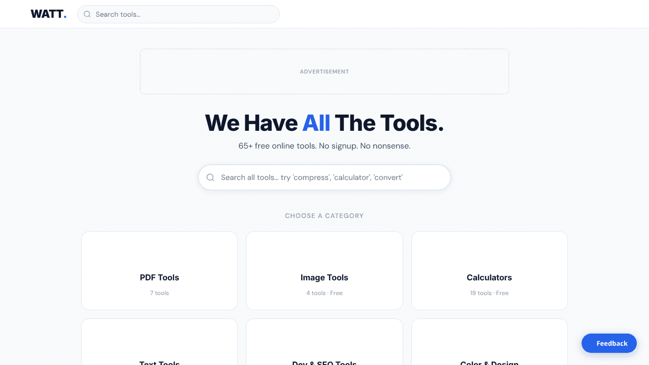 We Have All The Tools: Free Online Tools website screenshot