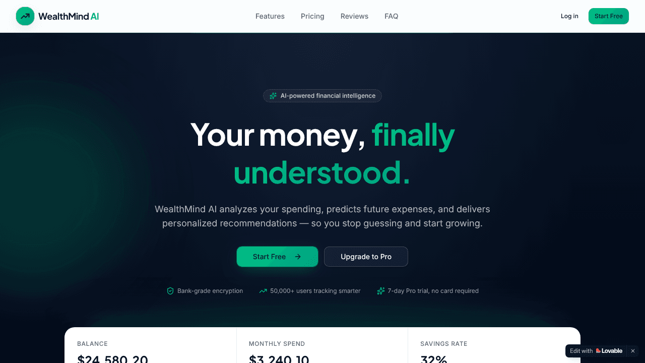WealthMindAI website screenshot