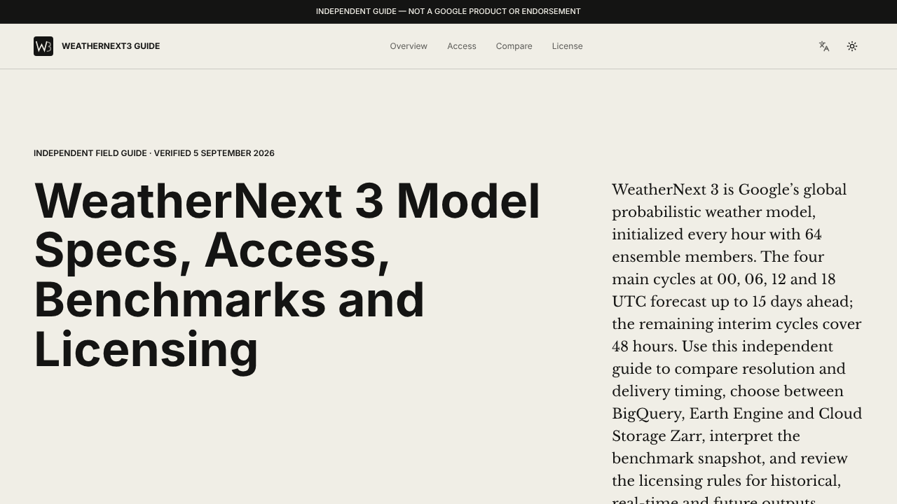 WeatherNext 3 Guide website screenshot