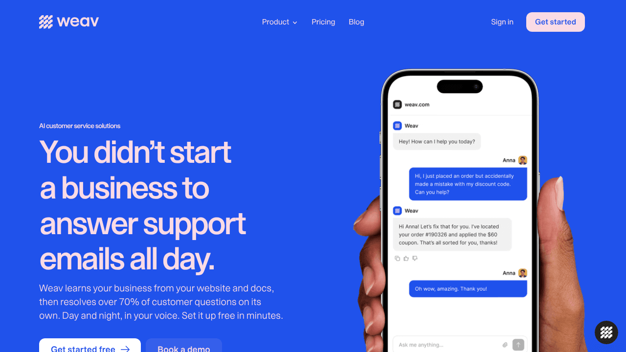 Weav website screenshot