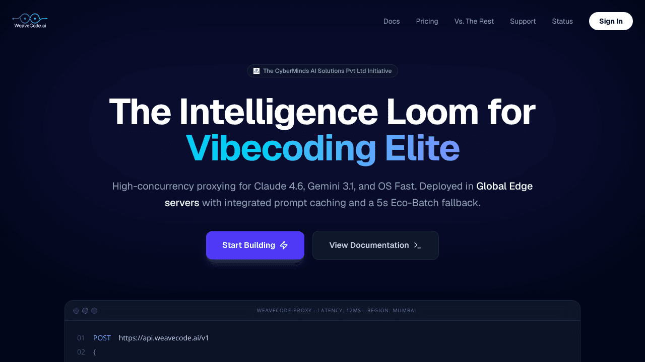WeaveCode.ai website screenshot
