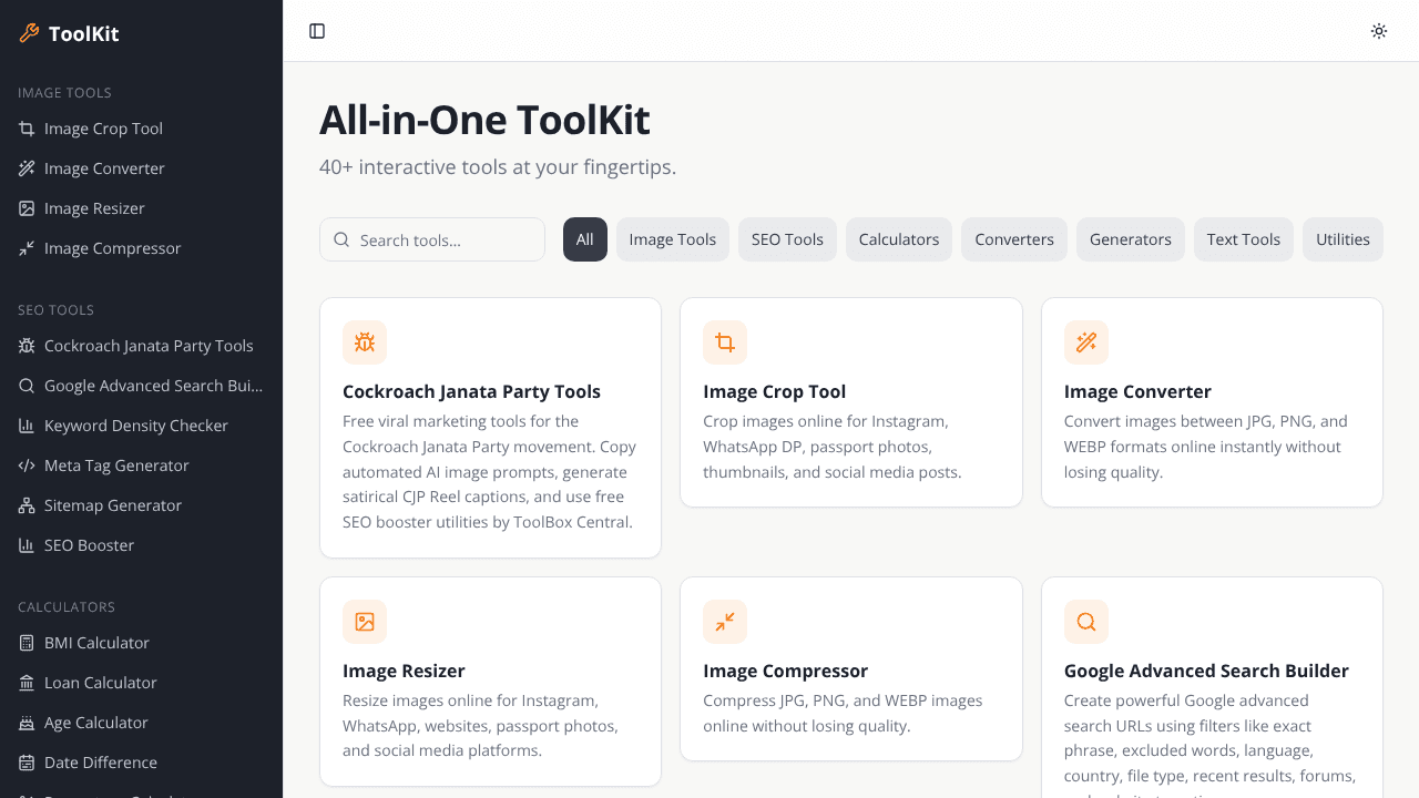 Web Toolkit website screenshot