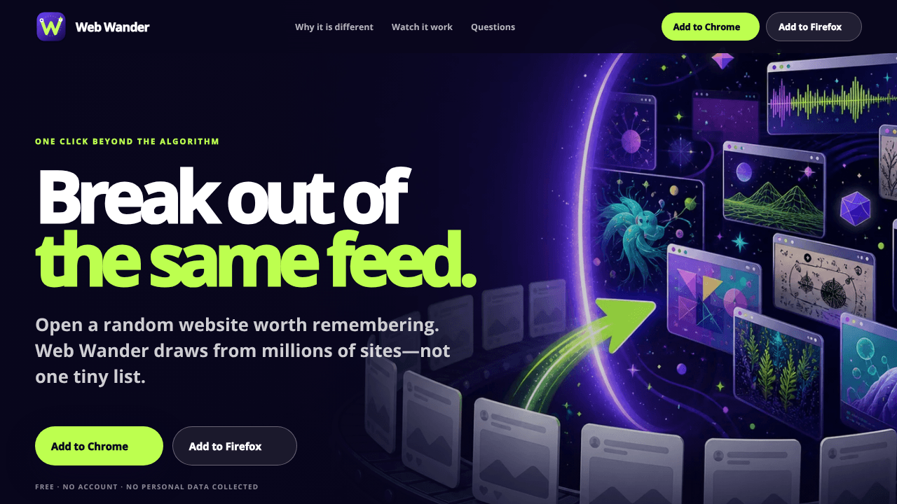 Web Wander website screenshot