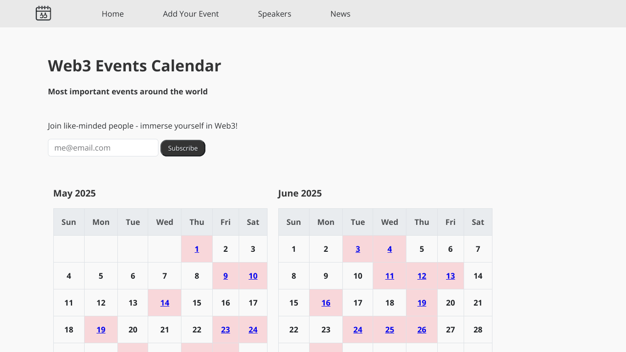 Web3 Events Calendar