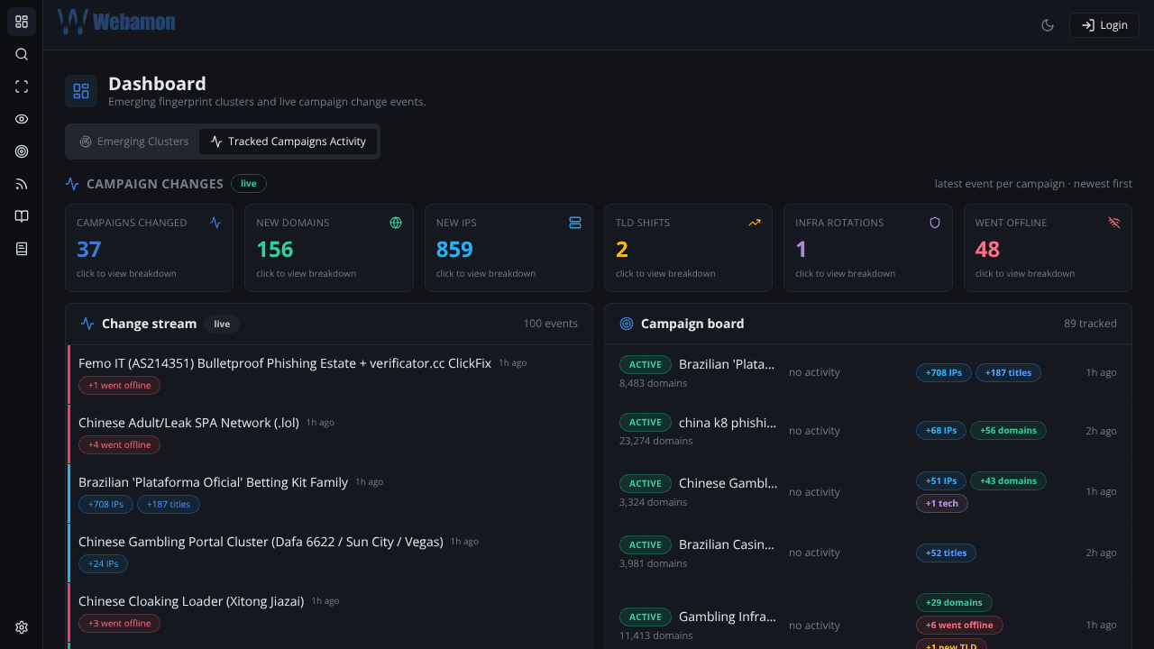 Webamon website screenshot