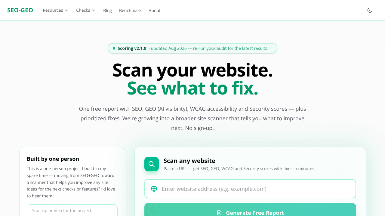 Website Analizer website screenshot