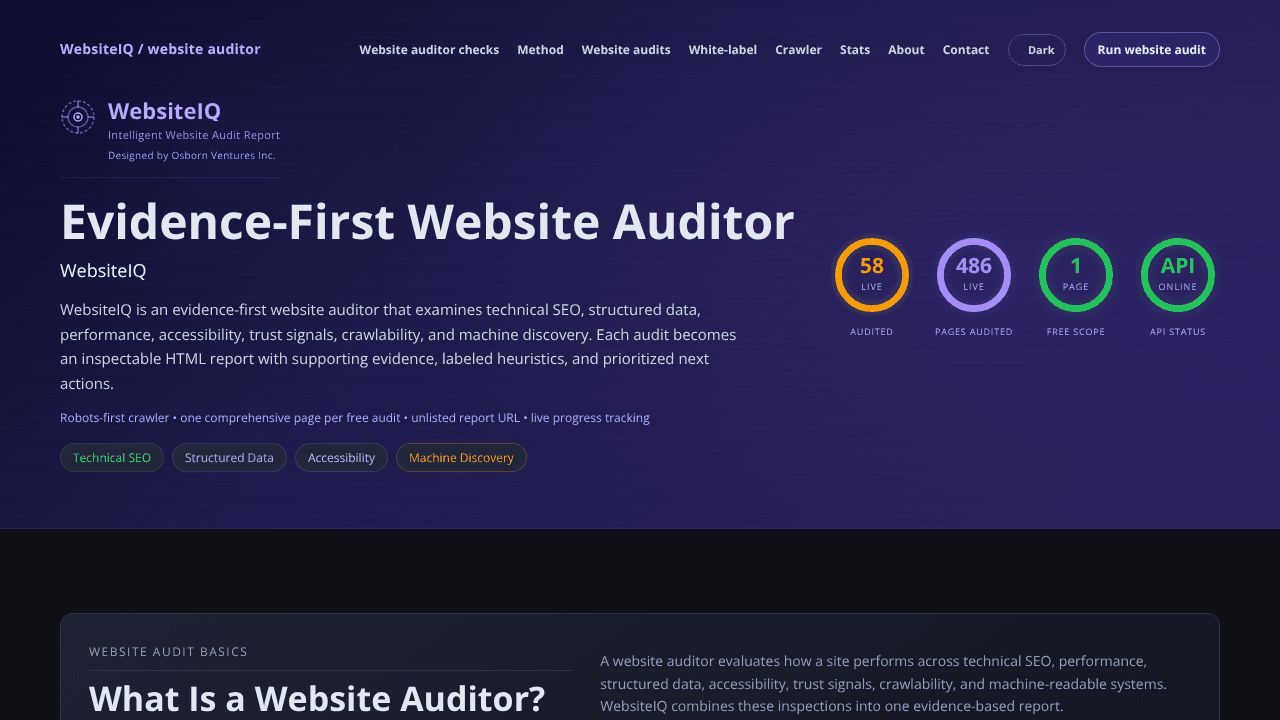 WebsiteIQ website screenshot