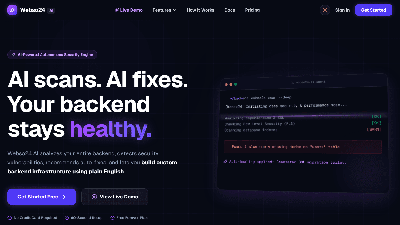 Webso24 AI website screenshot