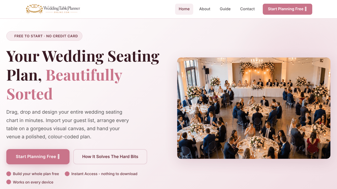 Wedding Table Planner - Seating Planner website screenshot