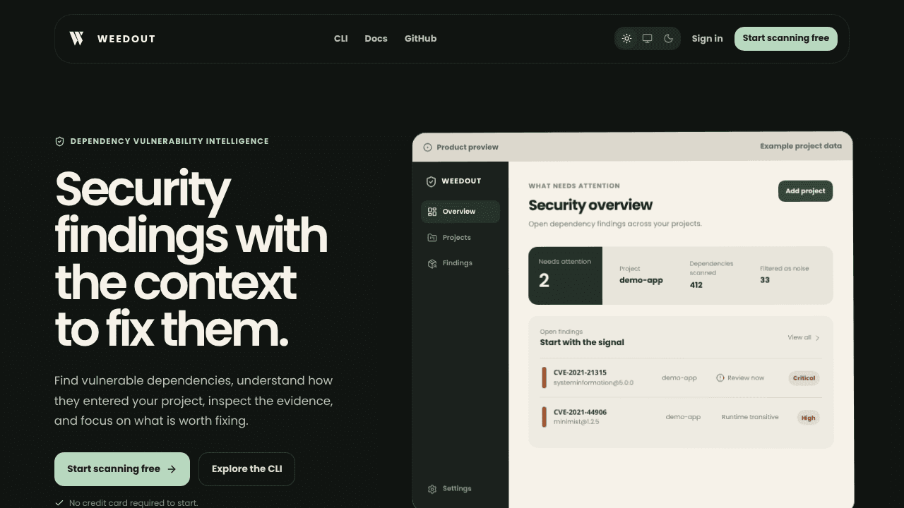Weedout website screenshot