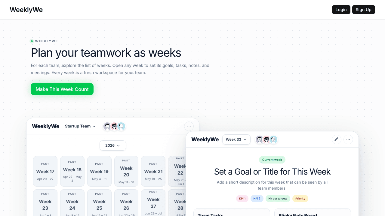 WeeklyWe website screenshot