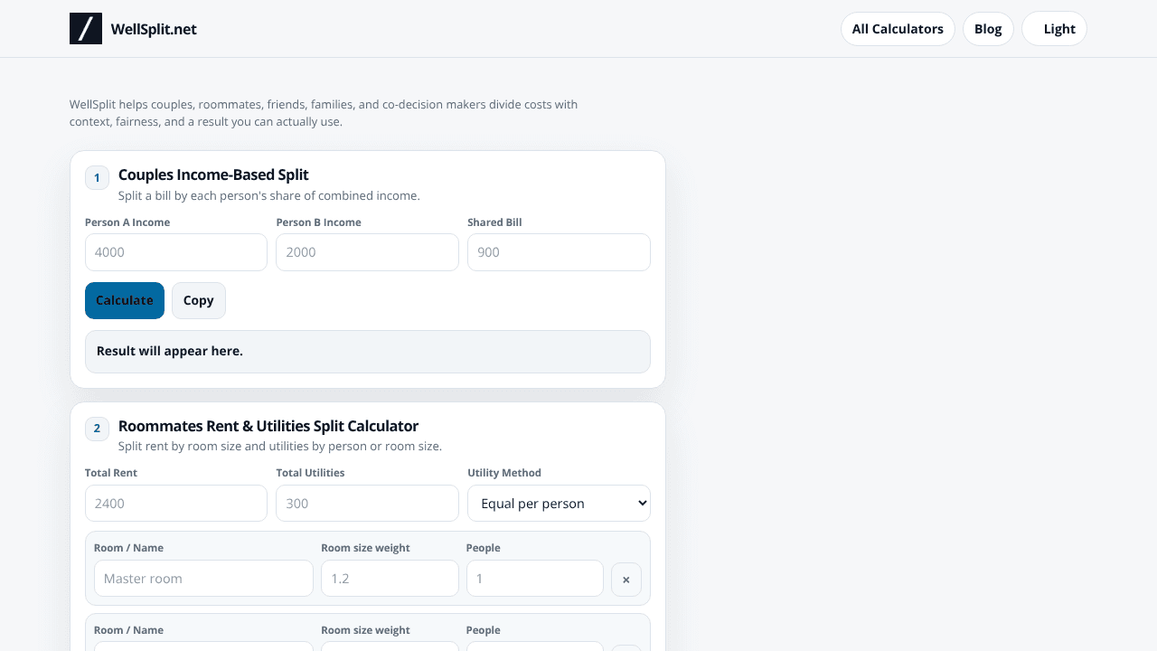 WellSplit.net website screenshot