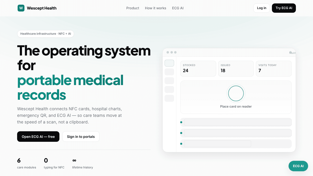 Wescept Health website screenshot