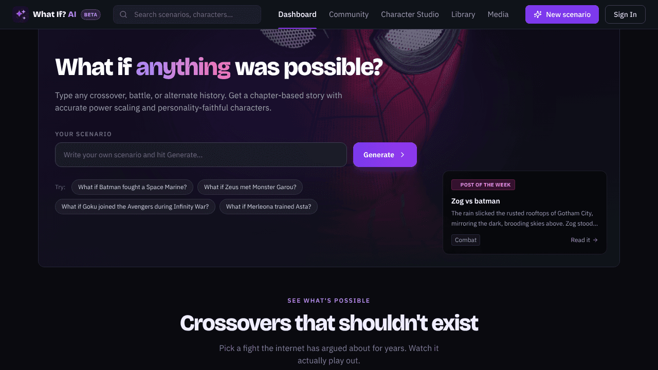 Whatif.ai website screenshot