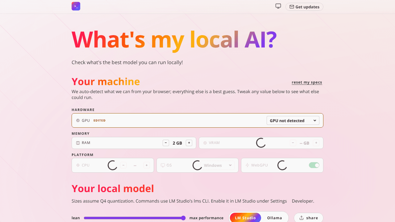 What's my local ai? website screenshot