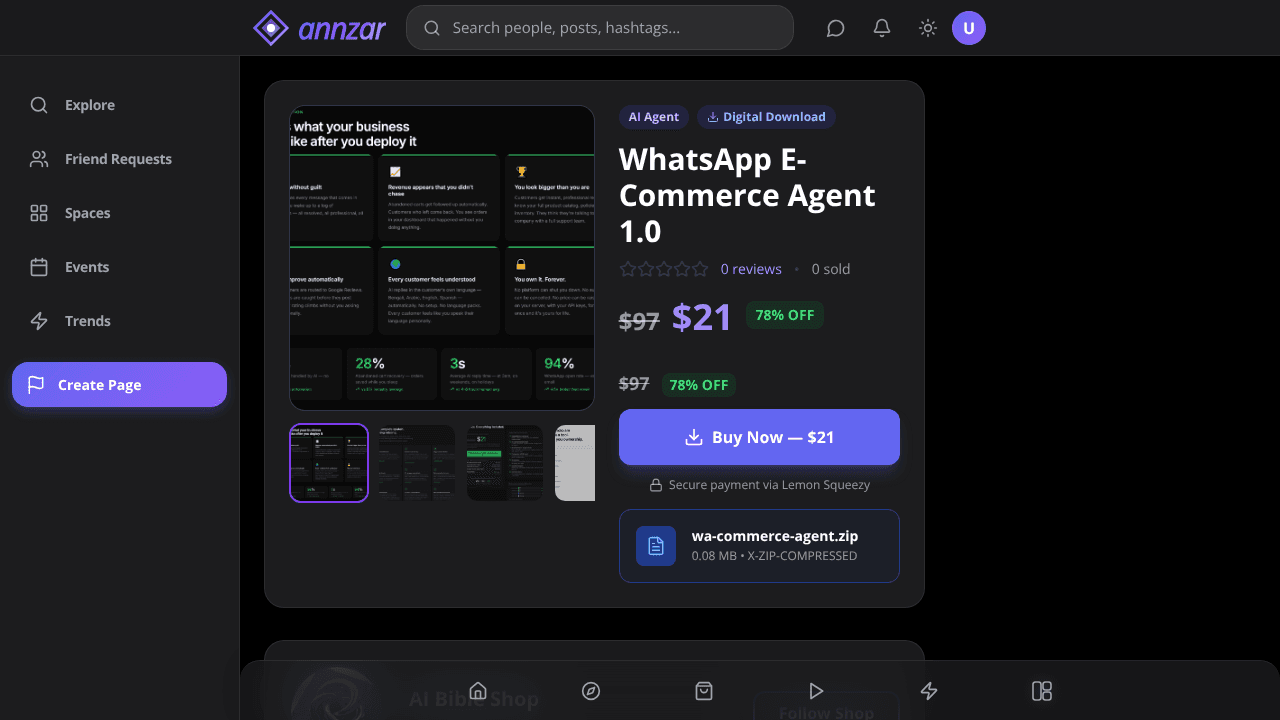 WhatsApp AI Agent For E-commerce Busines website screenshot