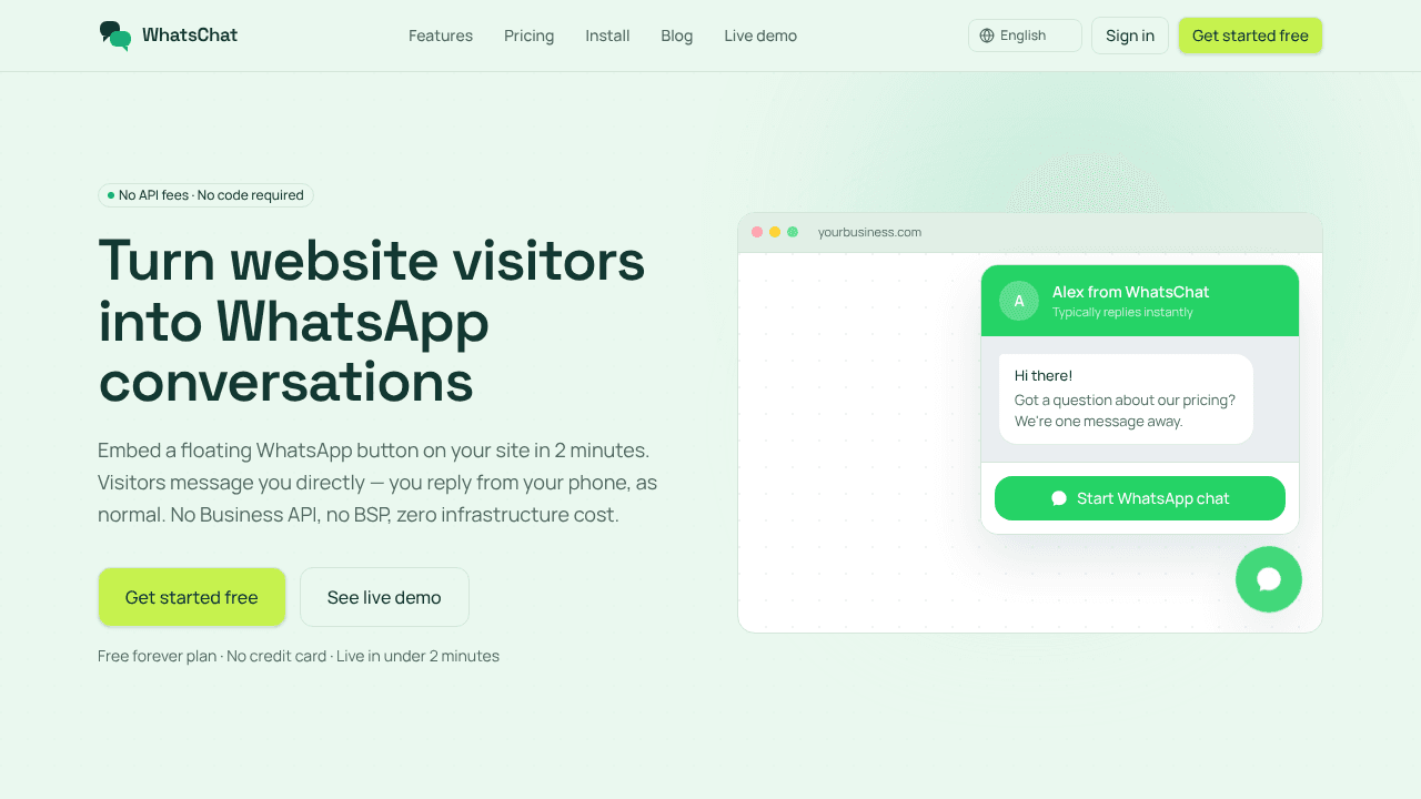 WhatsChat — WhatsApp conversations website screenshot