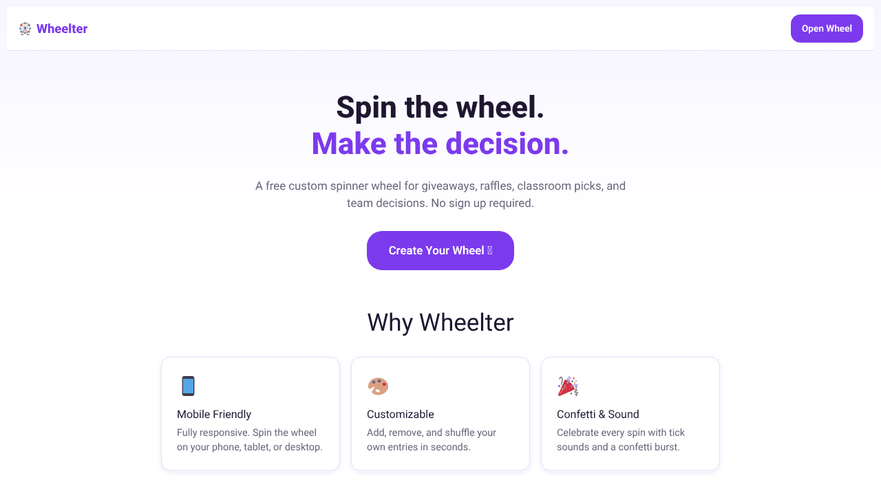 Wheelter website screenshot