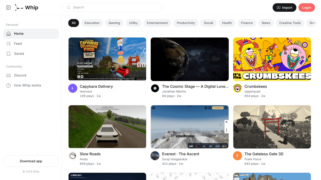 Whip website screenshot