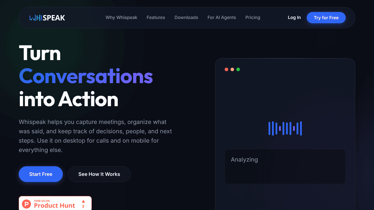 Whispeak website screenshot