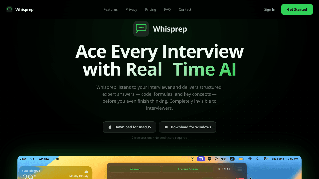 Whisprep website screenshot