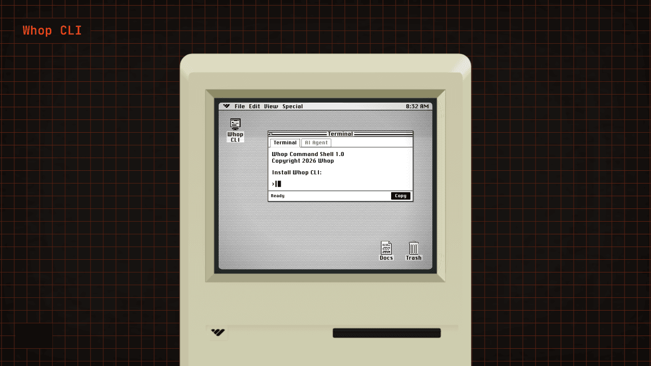 Whop CLI website screenshot