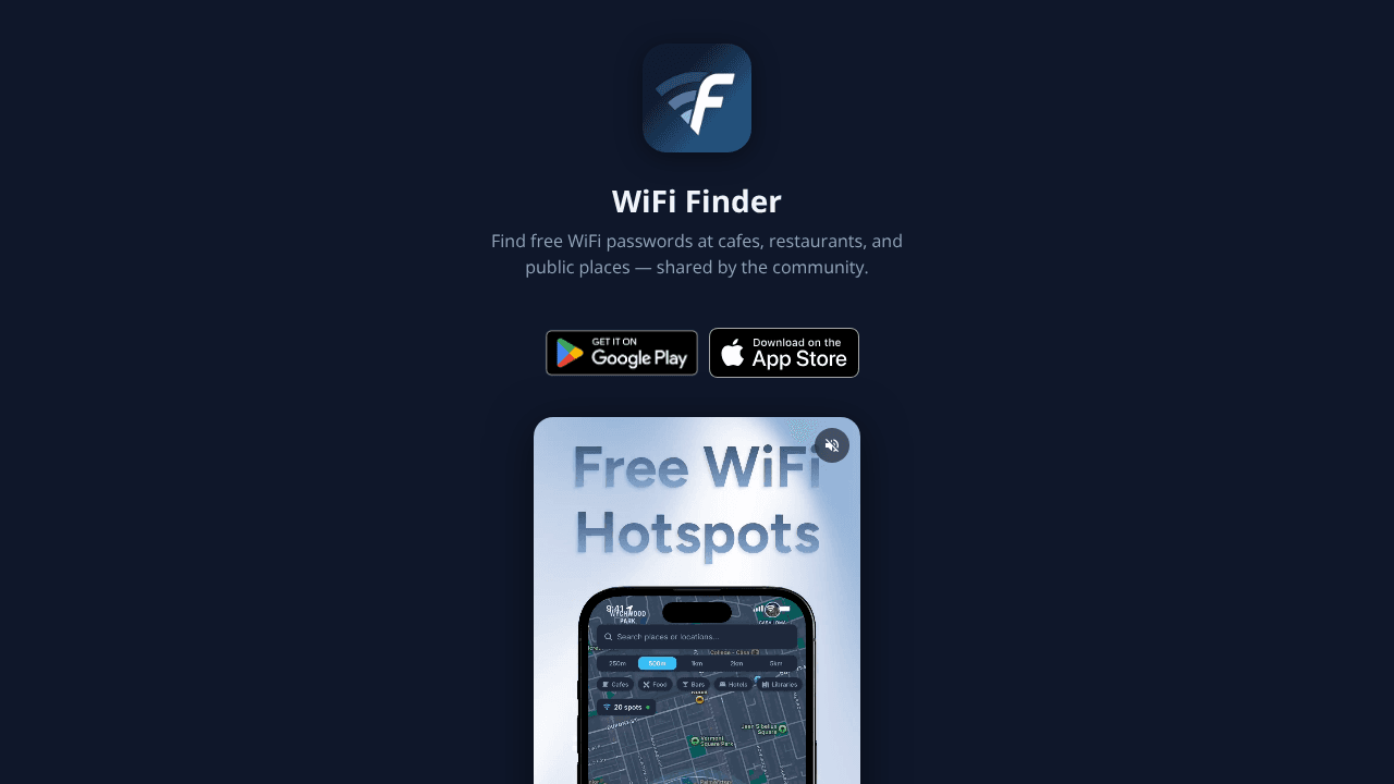 WiFi Finder website screenshot