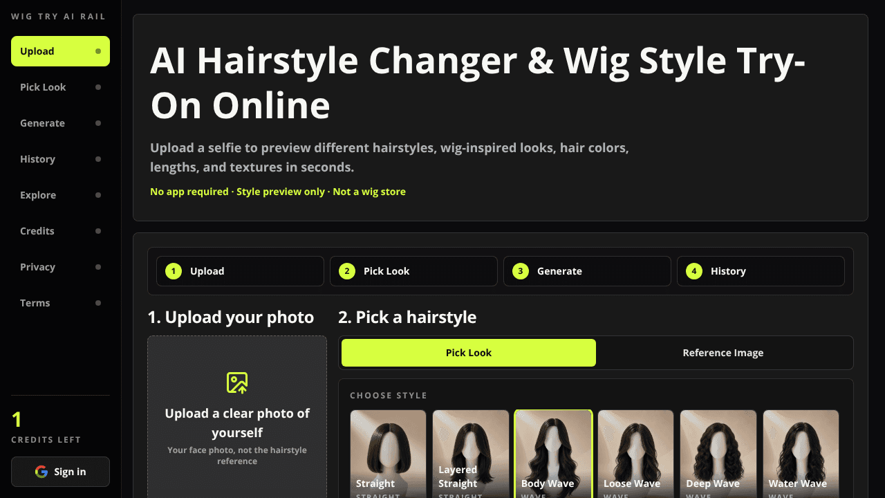 WigTryAI website screenshot