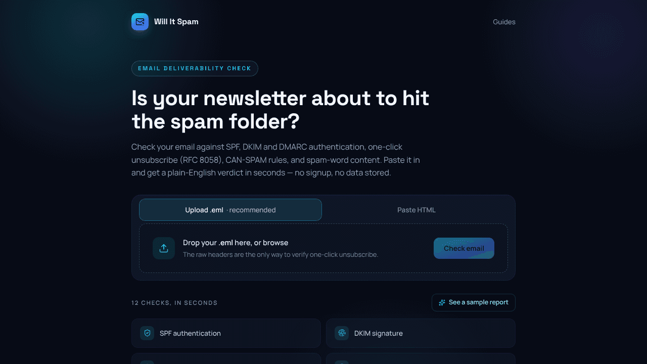 Will It Spam website screenshot