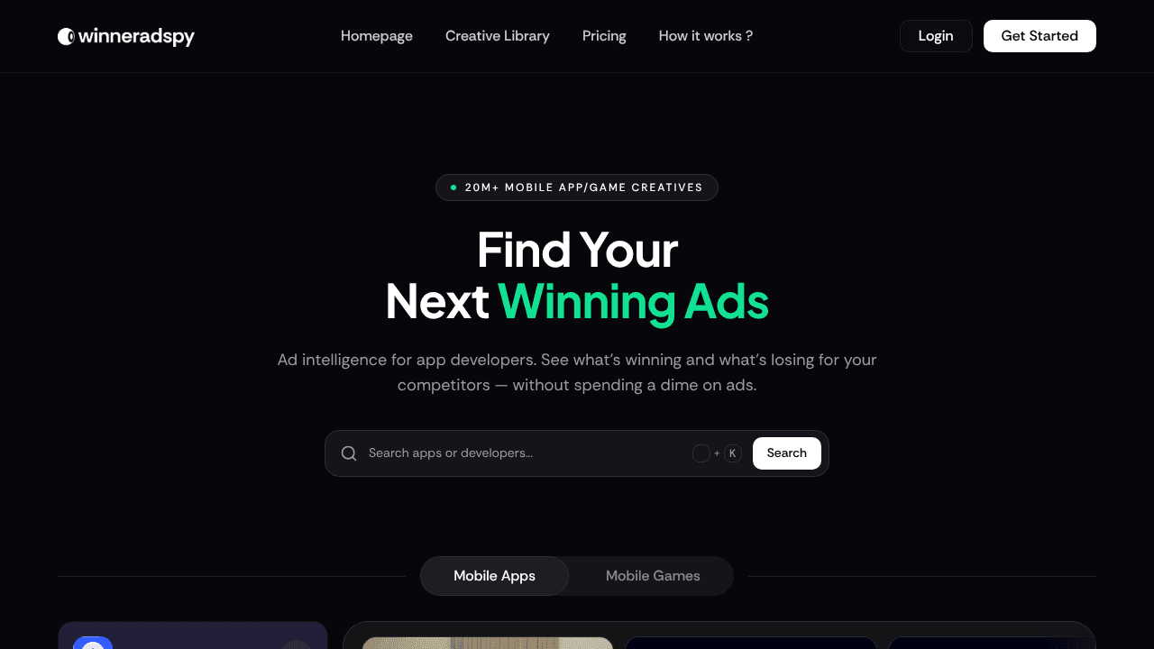 WinnerAdSpy website screenshot