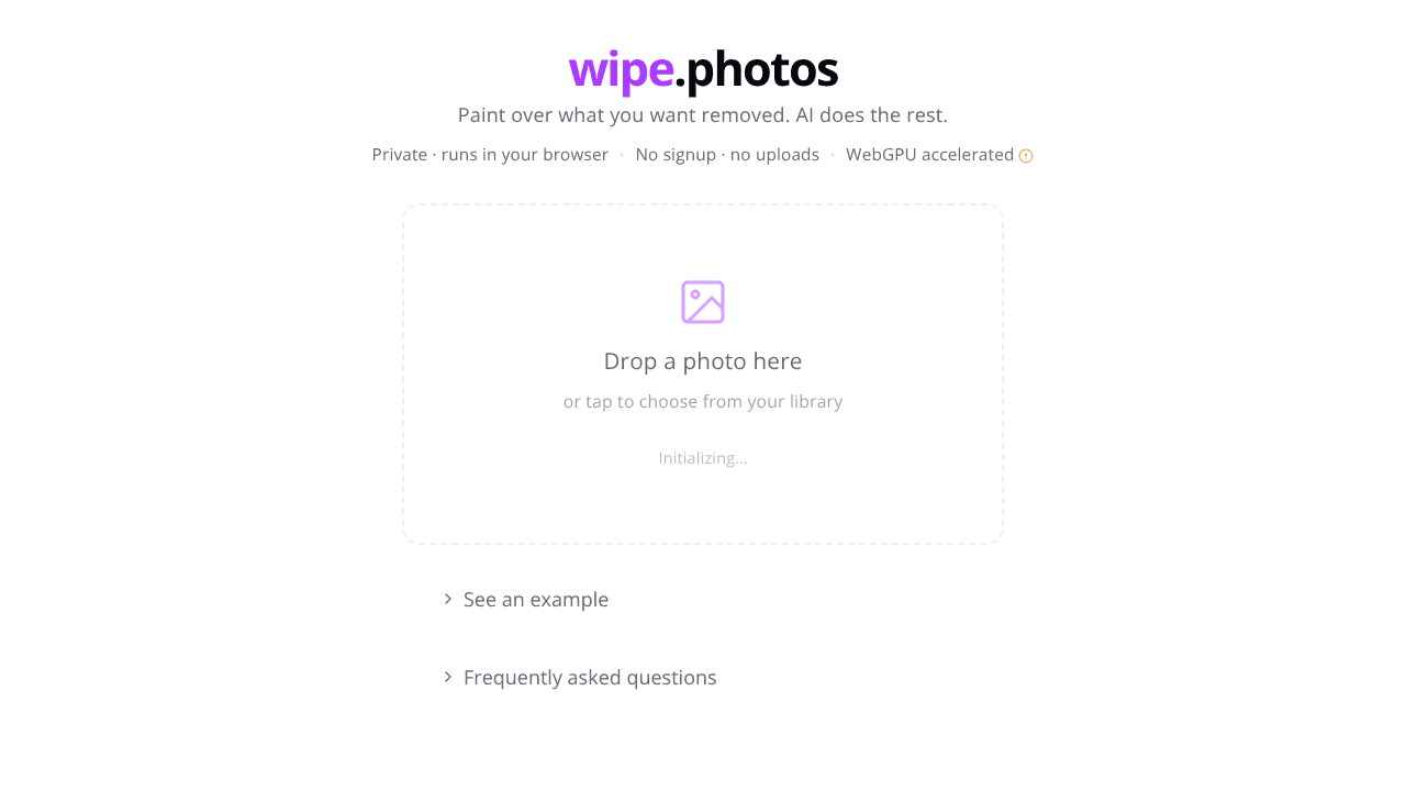 wipe.photos. Remove anything from photos website screenshot