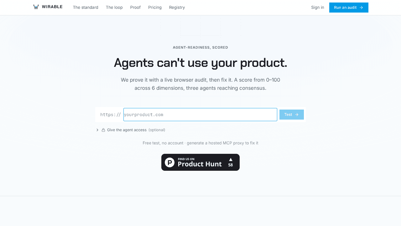 Wirable website screenshot
