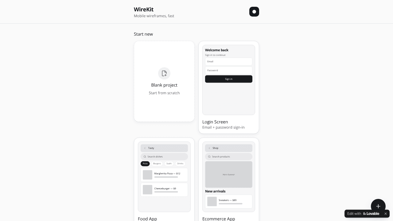 WireKit — Fast mobile wireframes website screenshot