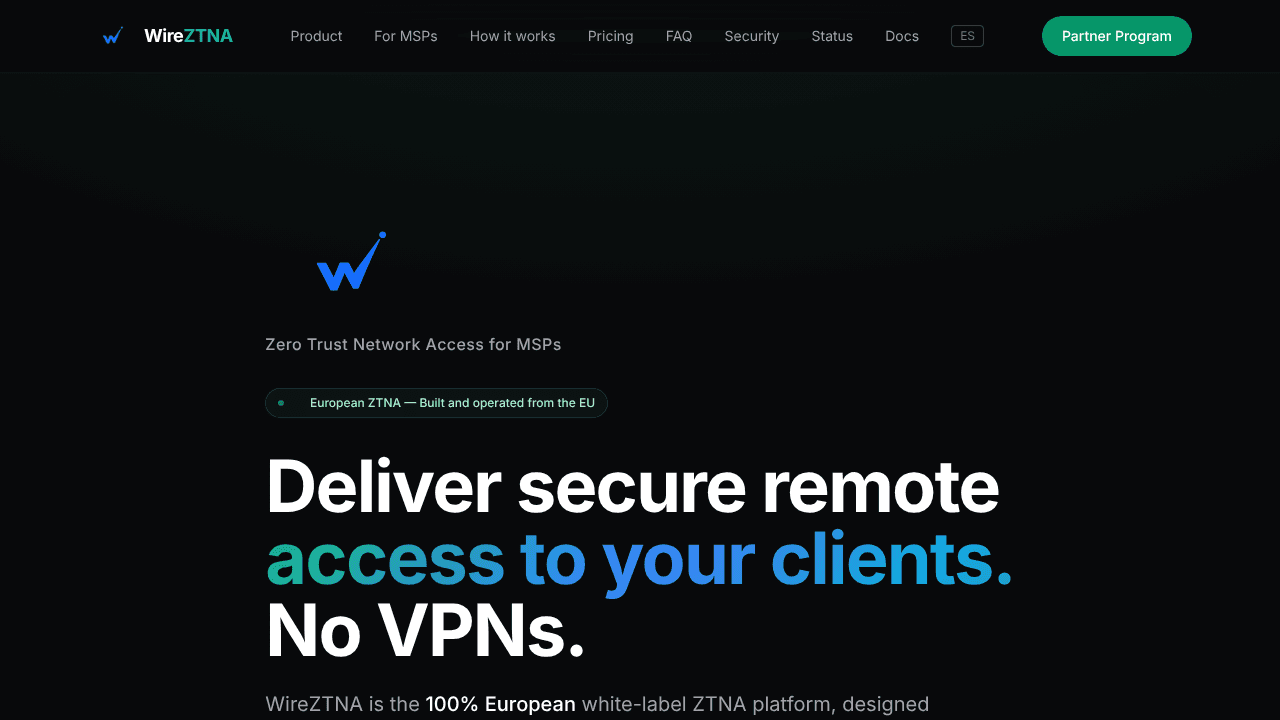 WireZTNA Zero Trust Network Access  website screenshot