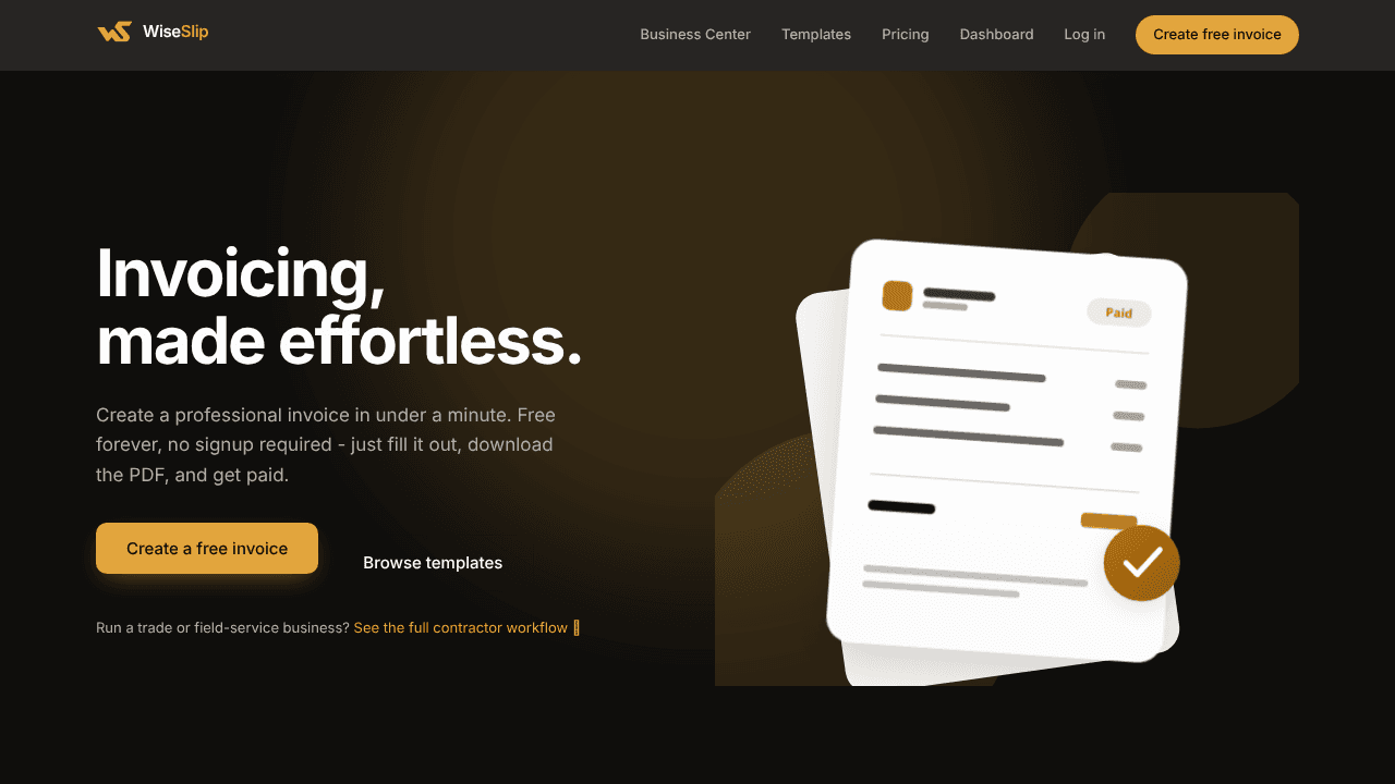 Wise Slip website screenshot