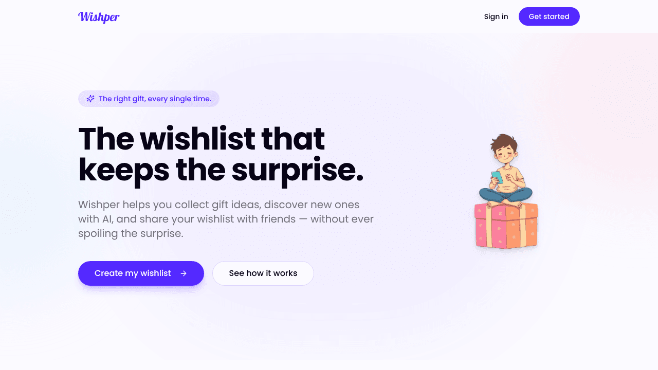 Wishper website screenshot
