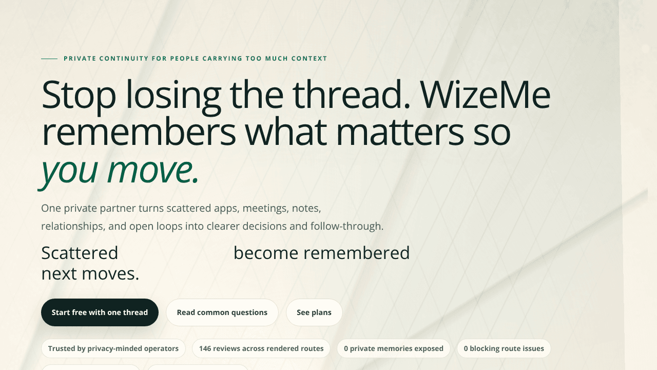 WizeMe.APP: Personal Life Partner OS website screenshot