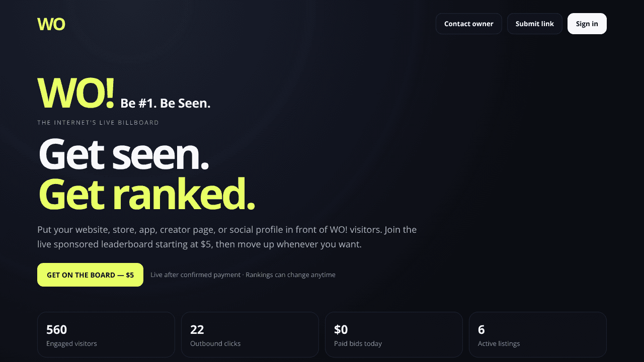 WO! website screenshot